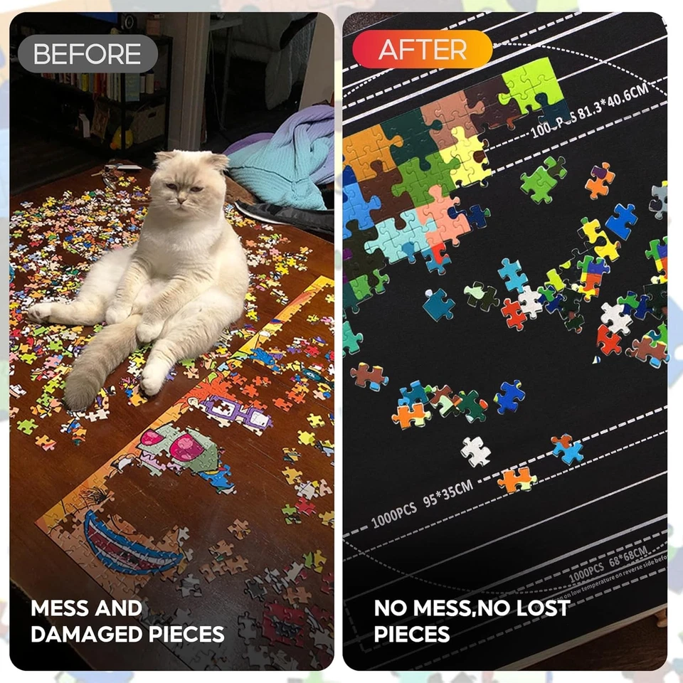 Rollo de alfombrilla de rompecabezas hasta 1000 1500 2000 piezas mesa portátil tablero de rompecabezas Ma Foto 2 de 4