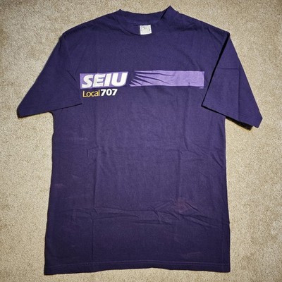 Vintage Y2k Union Line USA Local 707 Mens L T-shirt Purple Grunge Workwear Skate