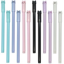 48 PCS Cat Shape Rollerball Pens Cute Kawaii Kitty Animal Pen Black Ink Desig...