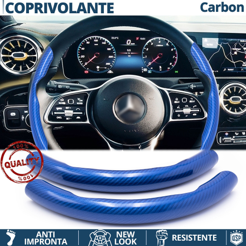 COPRIVOLANTE per MERCEDES Effetto FIBRA CARBONIO SOTTILE Blu Sportivo Tuning - Foto 1 di 11