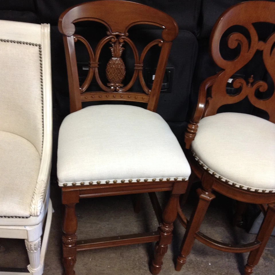 Taburete de bar de madera de piña puerta delantera silla de mostrador tela bsktw taburete de bar marrón 30" Foto 2 de 4