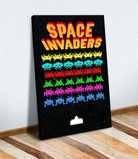 CANVAS WALL ART PRINT ARTWORK 30MM DEEP FRAME  Retro Gaming Space Invaders