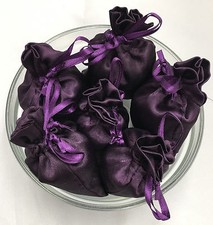 Set of 6 Lavender Sachets made with Purple Satin Bags