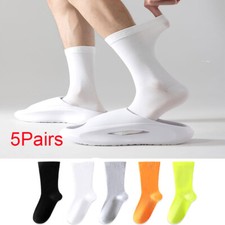5 Pairs Men's Solid Color Sports Athletic Socks Mid-Calf Anti-Slip Crew Socks US