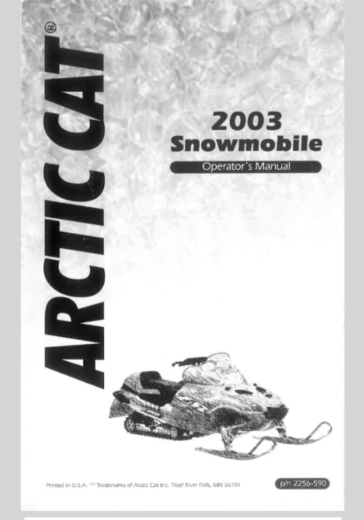 2003 Z 570, Z570 ESR Snowmobile Arctic Cat Service Manual Repair