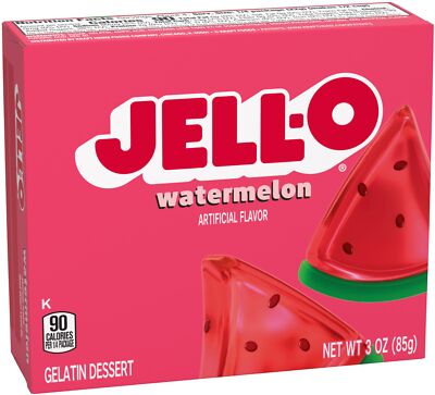 Jell-O Watermelon Flavor Gelatin 3 Ounce Pack of 4 Delicious Dessert Gelatin