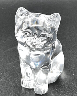 Art Glass Crystal Cat Princess House 24% Lead Crystal Clear Kitty Cat-3.5''