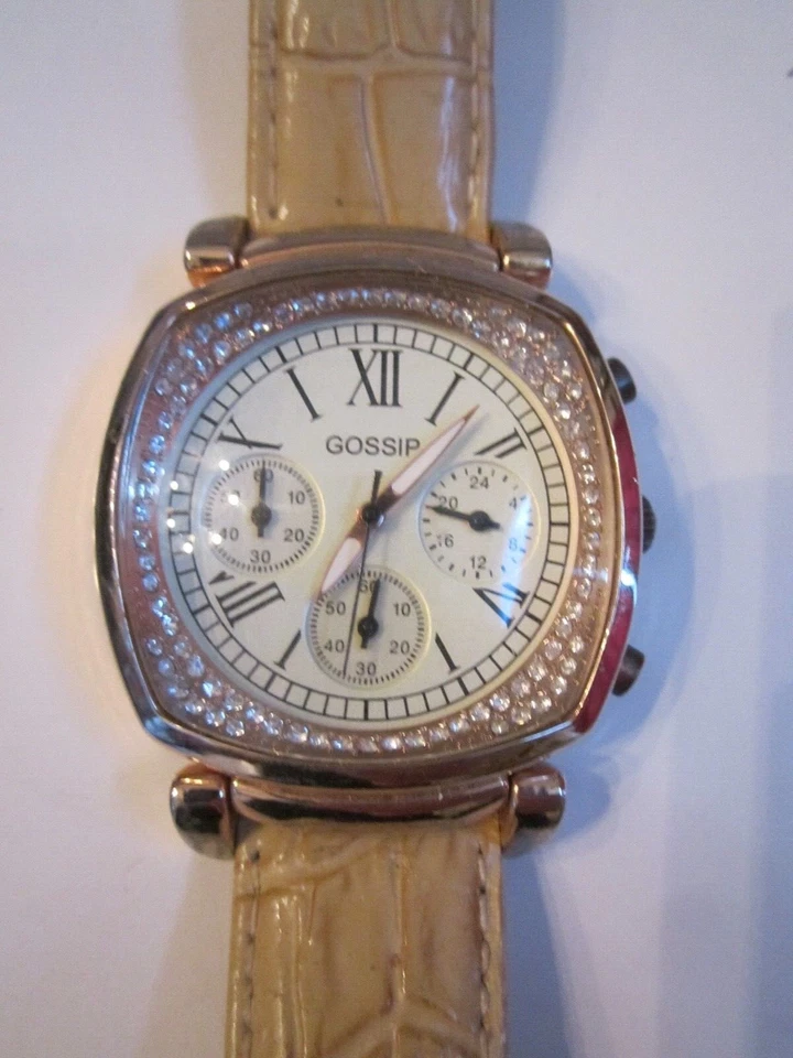 RELOJ CHISME CON CRISTALES - CORREA DE CUERO - CAJA GRUESA - SE ADAPTA A 8" BBA9A Foto 3 de 4