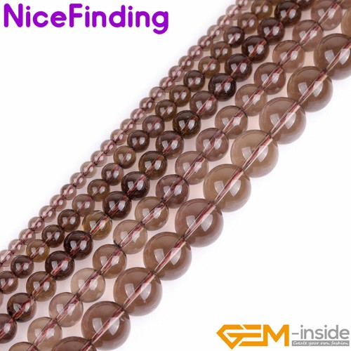 Brown Smoky Quartz Natural Round Crystal Spacer Beads Jewelry Making 15" 8mm - Picture 2 of 32