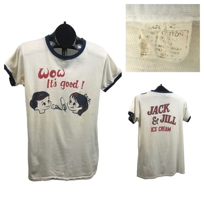 1960s Ringer Shirt 60s Rare Novelty Graphics Jack Jill Ice Cream T Shirt L Ebay