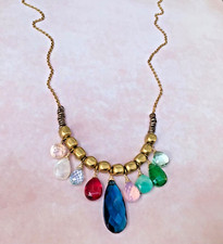 NEW MULTI GEMSTONES BRIOLETTE HANDMADE SUNDANCE CHARM NECKLACE ARTISAN JEWELRY