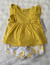 Carter  s Just One You Baby Girls 3M 2 Piece Set Yellow Shirt Pineapple Shorts