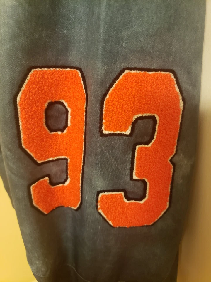 NWT! Pretty Little Thing Blue Slogan Back Brushed Look Satin Bomber Coat Size L - Image 3 of 4