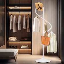 Spiral 360 Rotating Garment Rack - Floor-standing Clothes Organizer White 1.8m