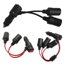 Car Cigarette Lighter 12V 24V Splitter Adapter with On Off Switch Receptacle 1X
