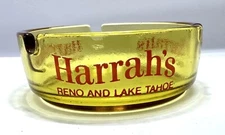 Vintage Glass Ash Tray Harrah’s Casino Reno And Lake Tahoe Souvenir Collectible