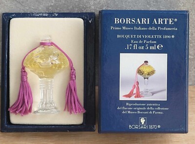 Vtg Bouquet di Violette 1890 Borsari Arte 1870 Mini EDP Parfum Crystal Coffret