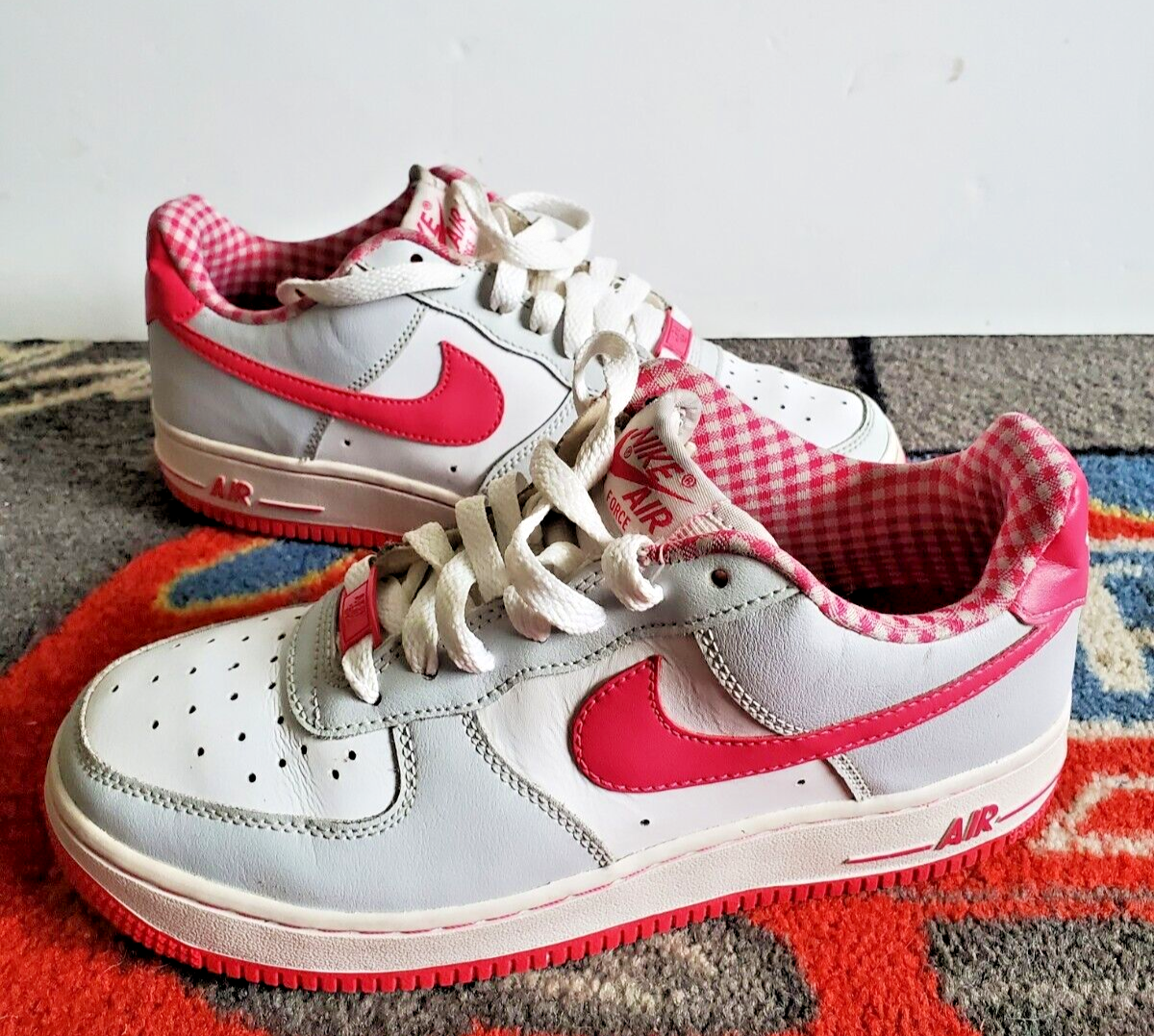Nike Air Force Girls Size Sneaker Shoes Pink/Gray/White