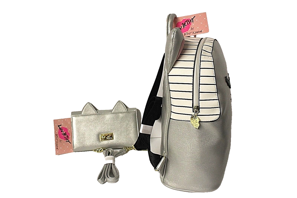 Betsey Johnson Backpack Wristlet/Wallet Tote X-body Kitty 