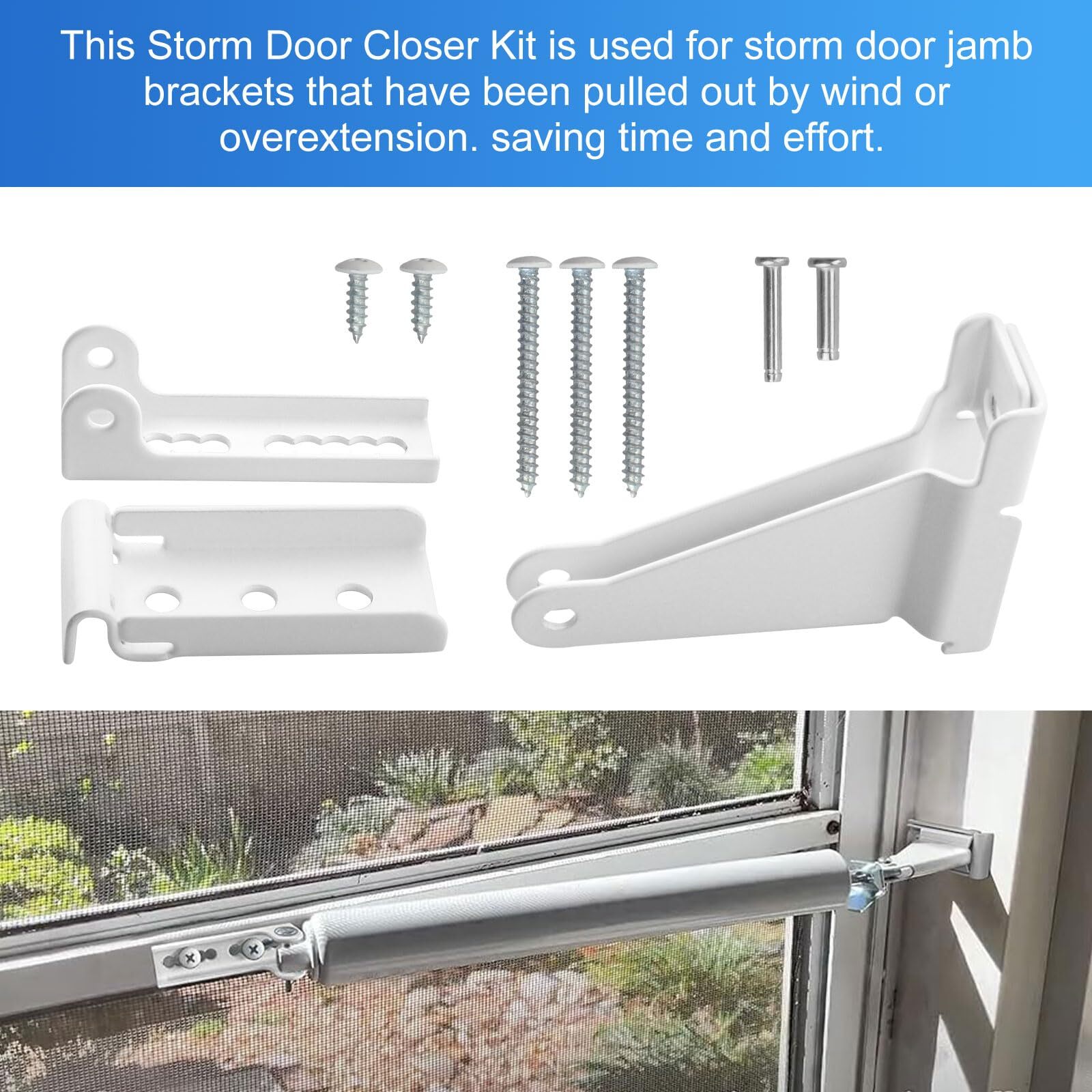 Storm Door Closer Bracket in White Color Reinforced Repair Jamb Bracket Compa...