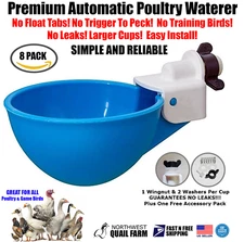 8 Chicken Watering Cups - Fully Automatic! No Peck! No Leak! FREE SHIPPING!