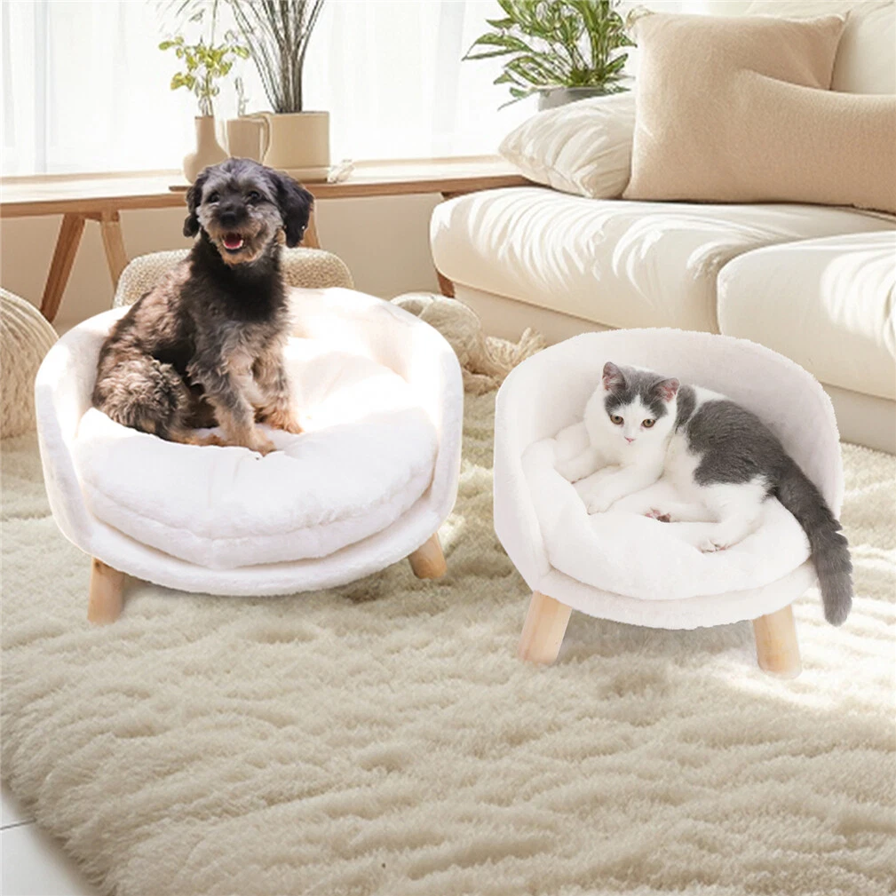 Solid Elevated Cat Dog Bed Pet Curling Sofa Couch Bed Stool Soft Thicken Cushion