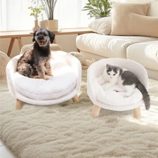 Solid Elevated Cat Dog Bed Pet Curling Sofa Couch Bed Stool Soft Thicken Cushion