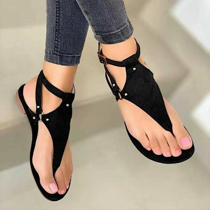 Women Flip Flops Thong Sandals Open Toe Ankle Strap Slingbacks Flats Beach  Shoes