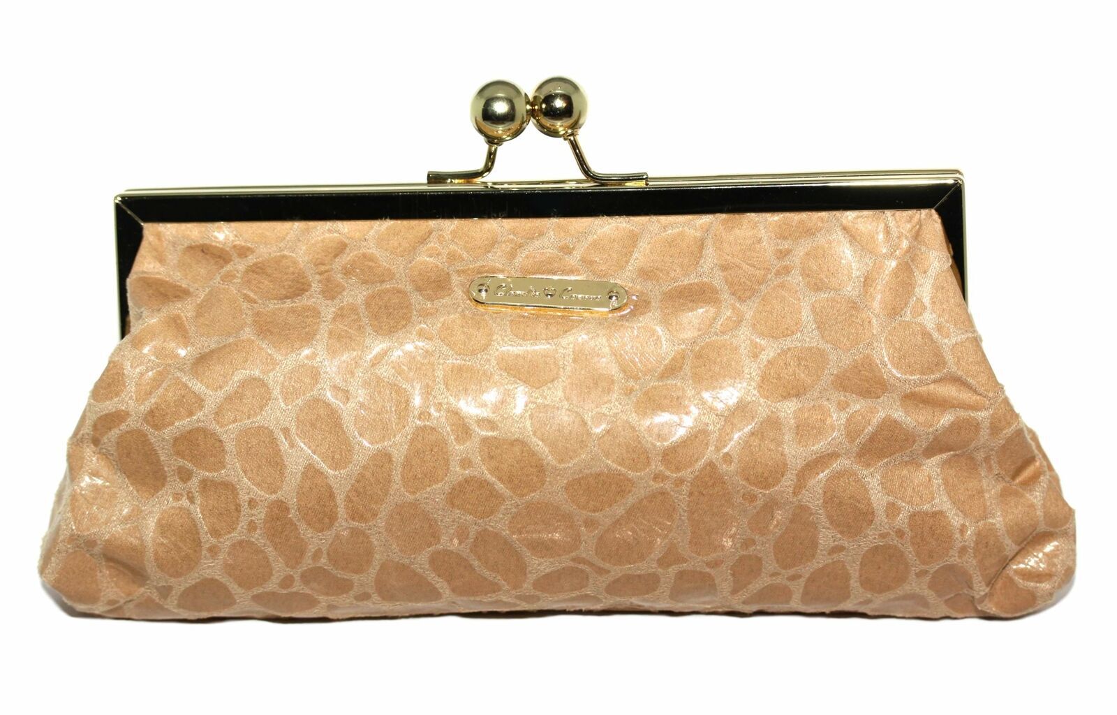 Claudia Canova Womens Sand Beige Faux Snakeskin Clutch Bag Purse