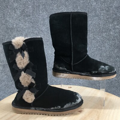 Koolaburra By UGG Boots Womens 8 Victoria Tall Shearling Snow Boot Black Suede
