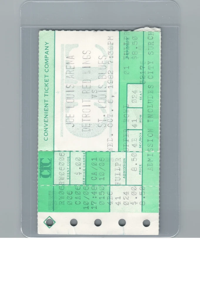 Mike Ilitch NEW NHL OWNER  10-6-1982 Ticket Stub Blues Wings Opening Night JOE - Image 3 of 4