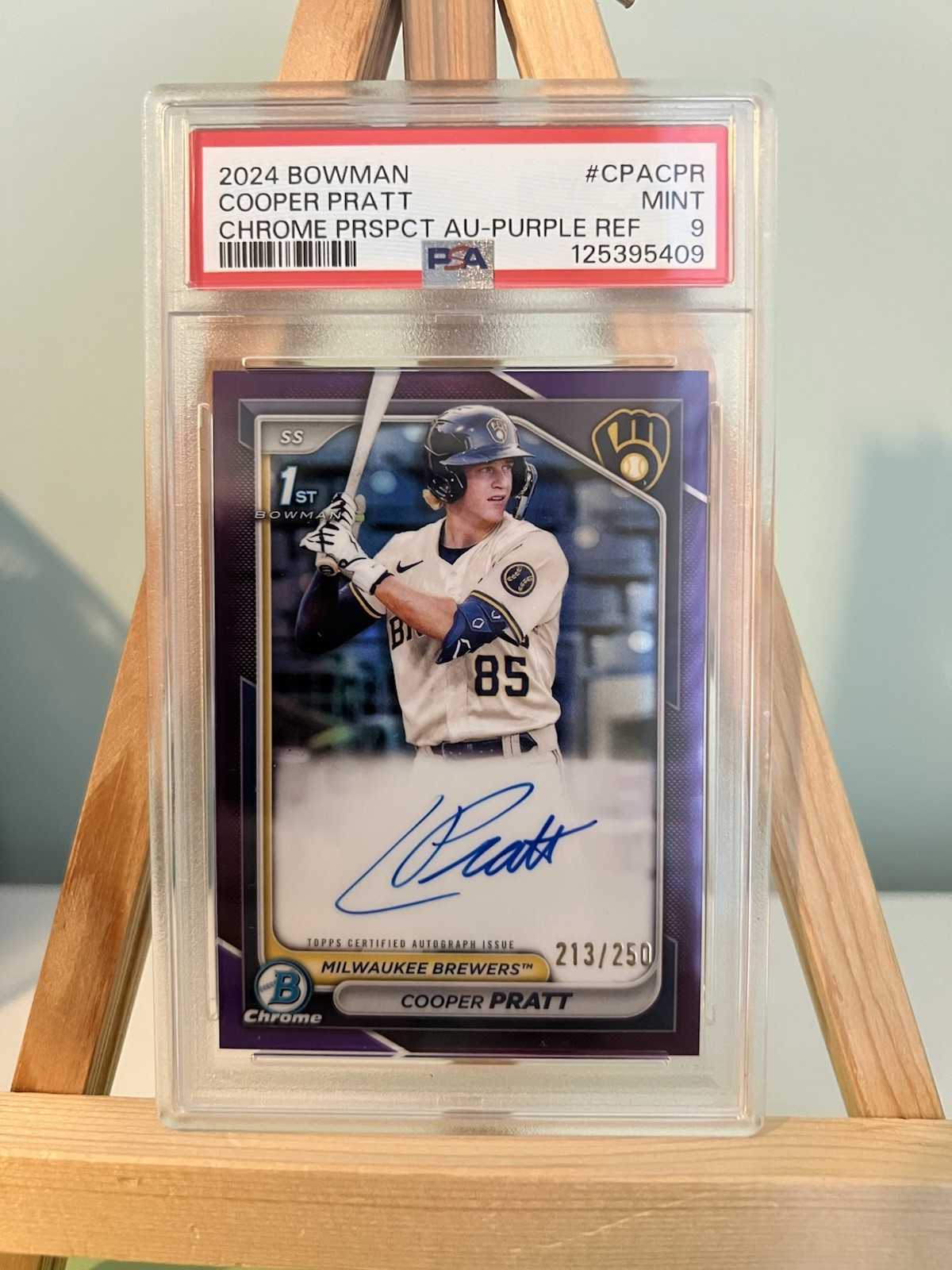 2024 Cooper Pratt Bowman Chrome Auto #CPa-CPR Purple/250 PSA 9