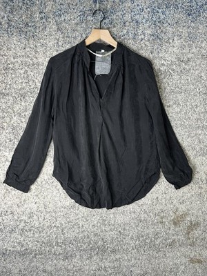 Young Fabulous & Broke Shirt Womens Small Black Long Sleeve Split Neck Blouse