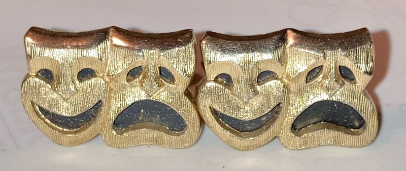 SWANK COMEDY TRAGEDY THEATER MASKS GOLD TONE CUFFLINKS CUFF LINKS Vintage
