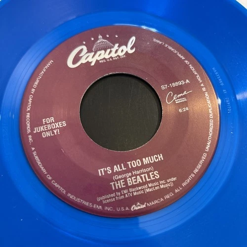 Beatles It's All Too Much / Only A Northern Song Capitol Jukebox 45 Blue Vinyl