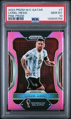 2022 PANINI PRIZM WORLD CUP QATAR | PINK PRIZM LIONEL MESSI 7 PSA