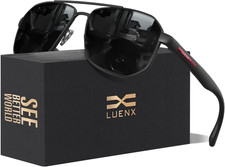 Aviator Sunglasses for Men Square Polarized Polygon Lens - UV 400 Protection wit