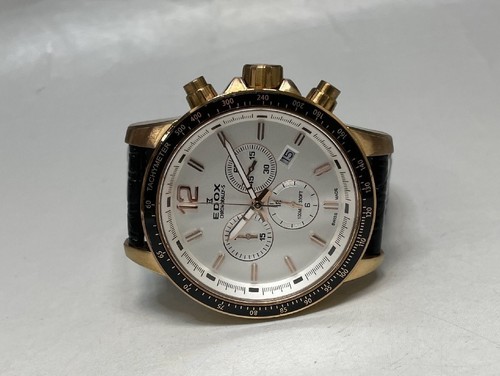 EDOX Chronorally S Quartz Date Wristwatch Chronograph Gold GP 10229-37RCA-AIR - Afbeelding 6 van 10
