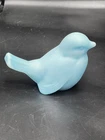 VTG Fenton Art Glass Blue Custard Satin Bird Songbird