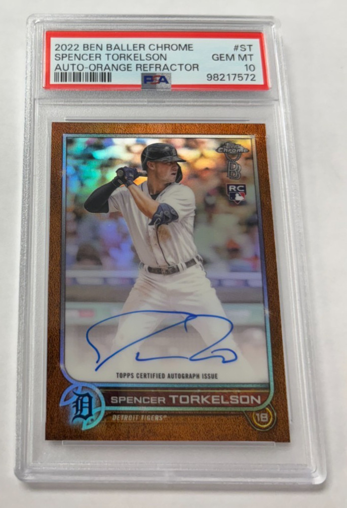 2022 Ben Baller Chrome Spencer Torkelson Rookie RC AUTO Orange #24/25 PSA 10