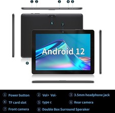 SGIN Android 12 10.1" Tablet 2GB RAM 64GB - Black