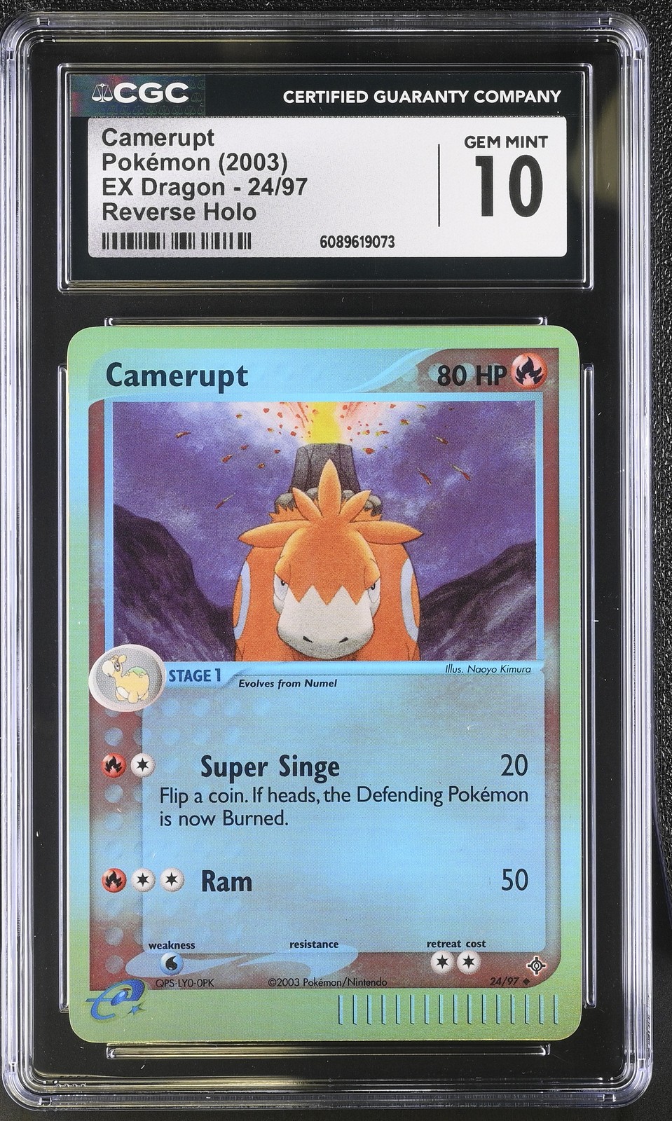 CGC 10 GEM MINT Camerupt 2003 EX Dragon 24/97 Reverse Holo Pokemon Card
