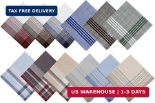 12Pcs Men's Handkerchiefs 100 Soft Cotton Handkerchief with Check, Classic Reus