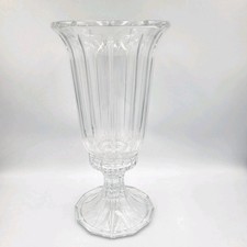 Vintage Large 2 Piece Crystal Hurricane Pedestal Candle Holder Centerpiece, 12"T