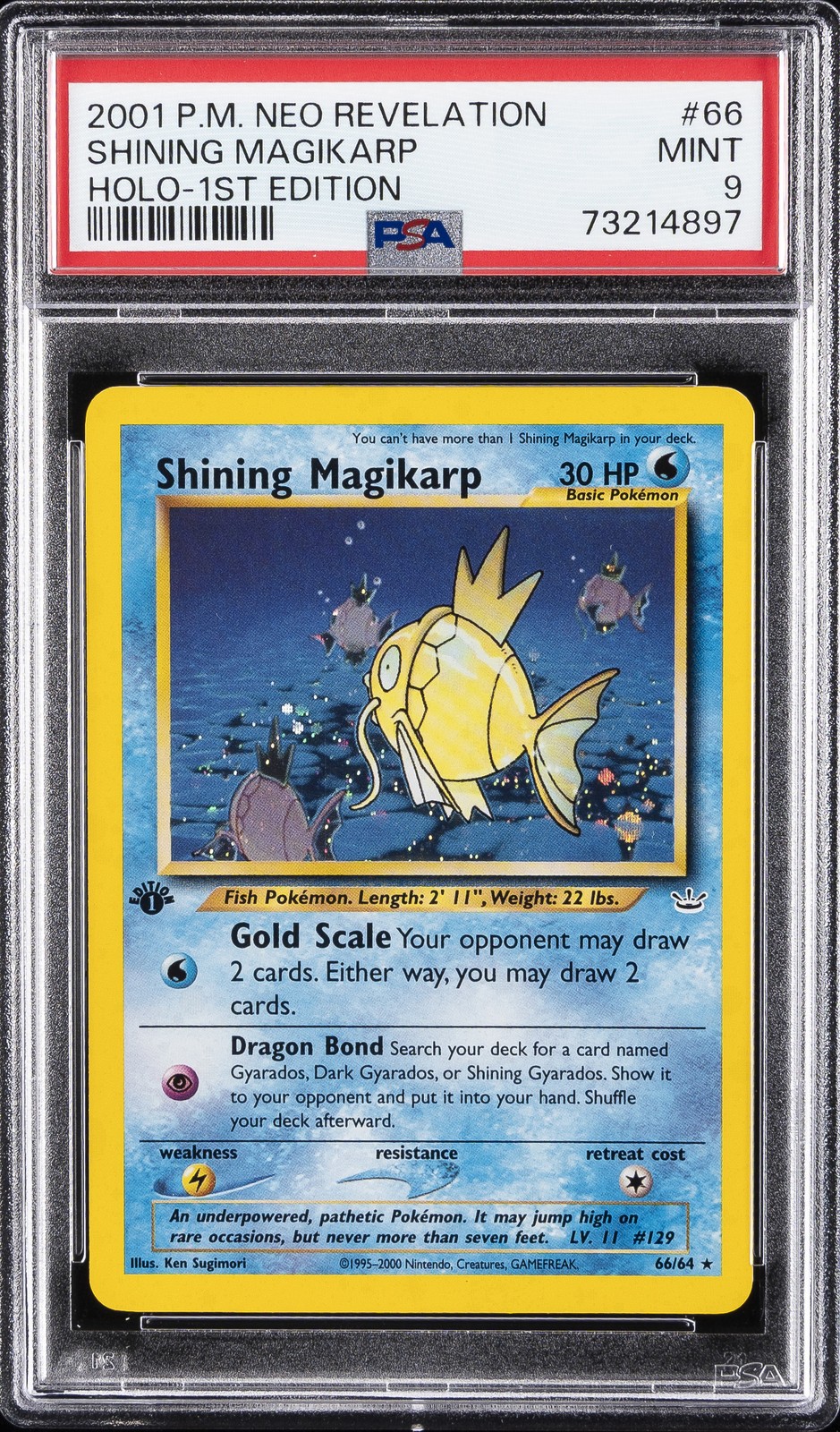 2001 POKEMON NEO REVELATION 1ST EDITION #66 SHINING MAGIKARP-HOLO PSA 9