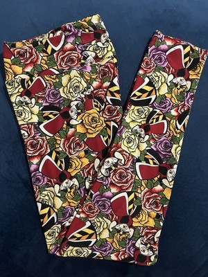LuLaRoe Women s Leggings TC2 Plus Size DISNEY Villain QUEEN of HEARTS Roses