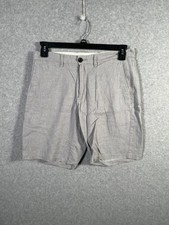 Old Navy Chino Shorts Mens 30 Gray Herringbone Linen Stretch Flat Front Everyday