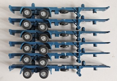 Wiking Container Auflieger 40 Fuß   6 x azurblau OHNE Unterfahrschutz / TOPP 