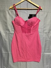 Privy Large Sheer Mesh Corset Mini Dress Bodycon Stretch pink