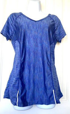 Velocity Blue V-neck Active Ware Short Sleeve Top Size Large